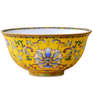 景德镇珐琅彩高温陶瓷碗中式家用餐具米饭碗面汤碗粥碗微波炉碗