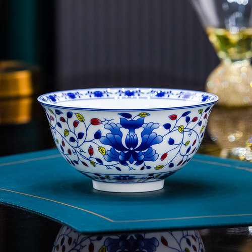 高温白瓷青花釉下彩饭碗面碗汤碗