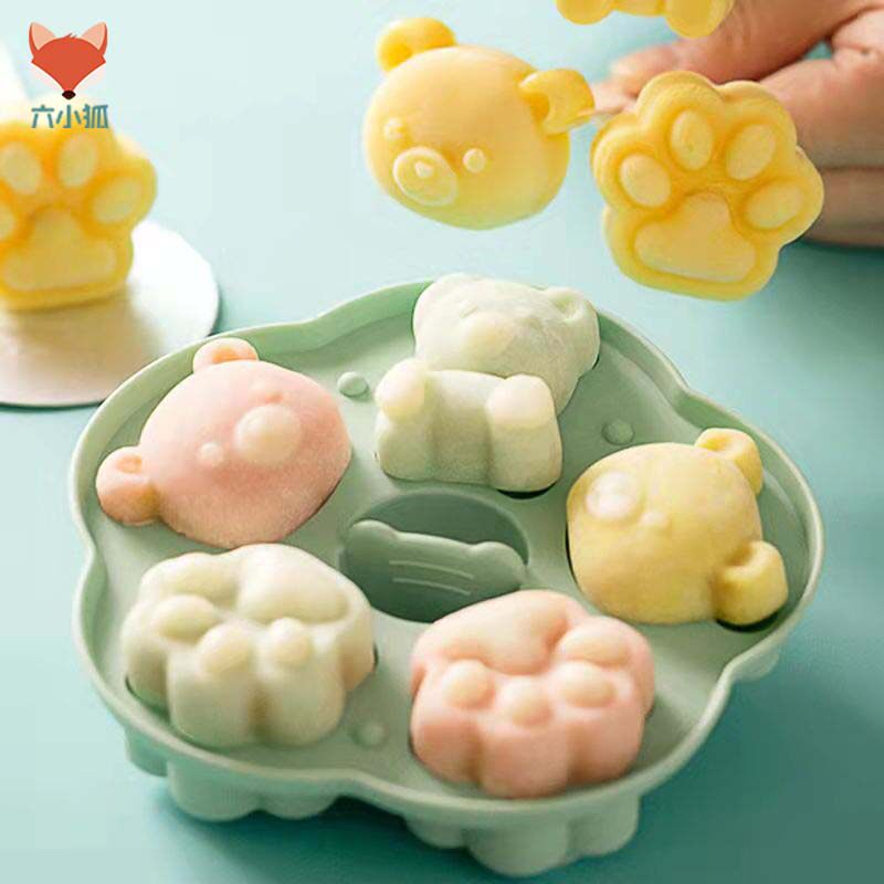 小熊猫爪冰格小块制冰婴儿辅食模具制冰球冰淇淋家用冰块硅胶带盖