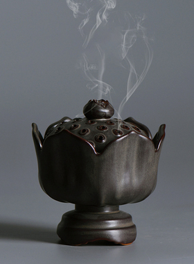 宋制香炉莲花手工陶瓷创意盘香炉仿古空间香道沉香檀香薰香炉摆件