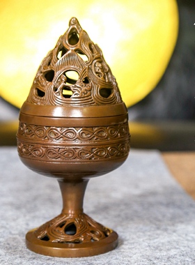 仿古汉代博山炉黄铜香炉熏香盘香炉檀香炉家用室内大号中式沉香炉