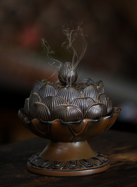 粗陶手工盘香炉沉香熏香唐创意茶道香薰炉禅意文创古韵莲花香炉