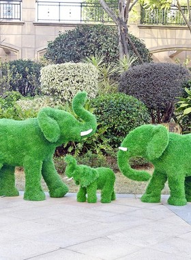 户外花园仿真绿植大象雕塑摆件