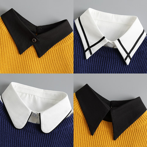 假衣领女秋冬时尚职业正装配毛衣