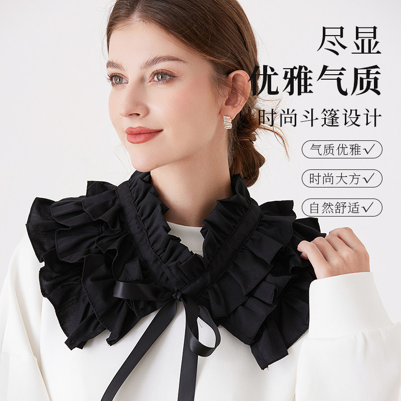 假领子女韩版百褶花边领适合聚会约会搭配毛衣衬衫百搭装饰假衣领