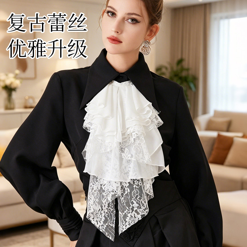经典新款宫廷领巾女士挂脖假领领结复古休闲时尚通勤聚会配饰领花