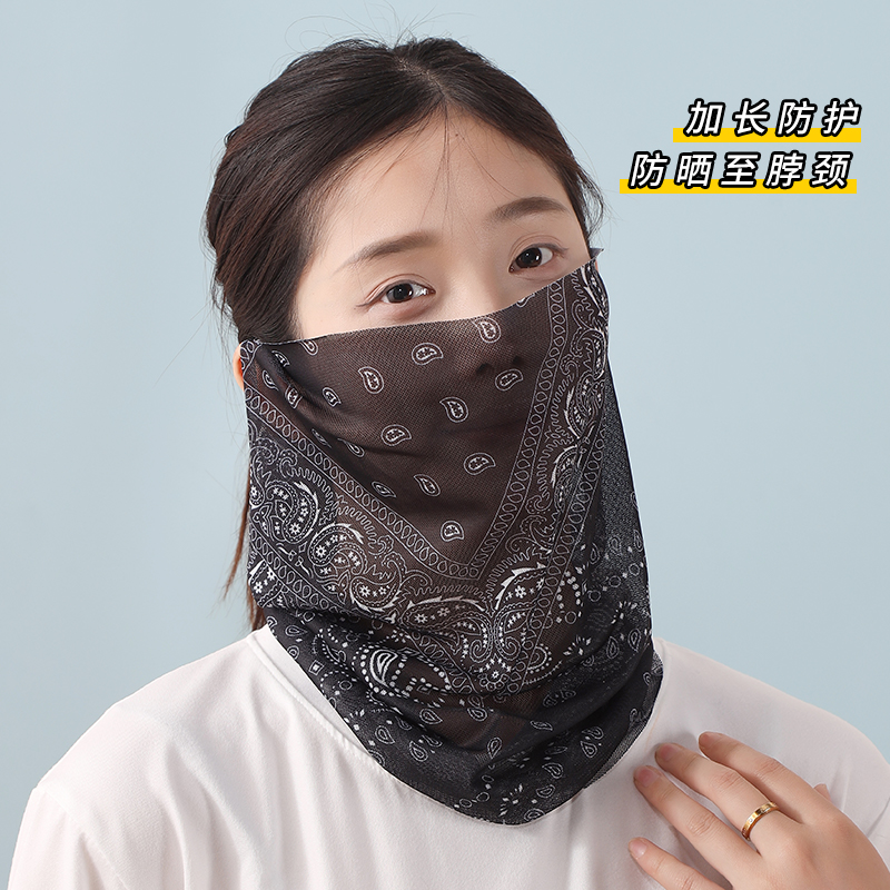 新式挂耳款防晒面纱薄款透气舒适不勒全脸遮阳面罩男女士通用面巾