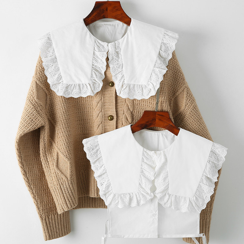 女士甜美风雅致假领子百搭时尚假衣领搭配装饰卫衣毛衣梯形花边领