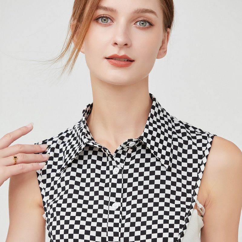 韩版百搭简约衬衣格子领