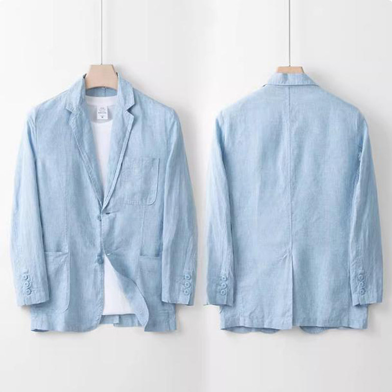 春秋款男士亚麻西装外套男休闲西休闲西服