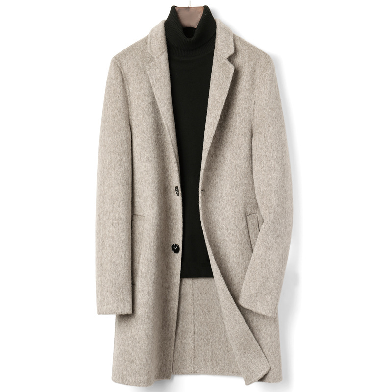 男士休闲双面呢大衣中长款冬季新款加厚内胆高端羊毛呢子风衣外套