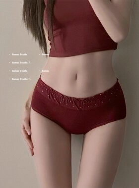 法式内裤女士纯棉抗菌裆高级新款女生纯欲本命年红色大码三角短裤