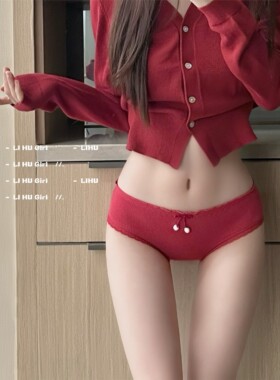 爱心本命年内裤女款纯棉抗菌裆2026新款中腰纯欲女士红色三角短裤