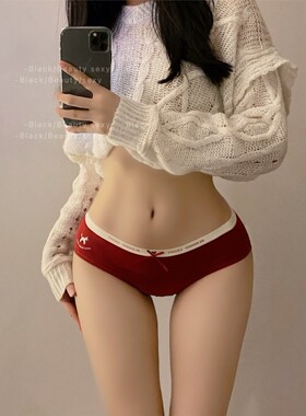 本命年红色A类纯棉女士内裤女2026新款中腰抗菌裆撞色女式三角裤