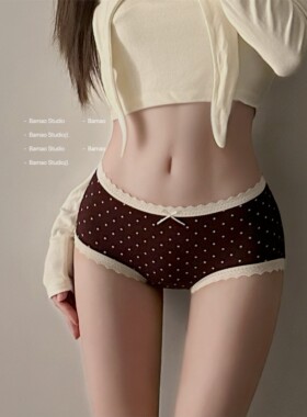 法式红色磨毛内裤女生纯棉7A类抗菌裆女士本命年纯欲蕾丝三角短裤