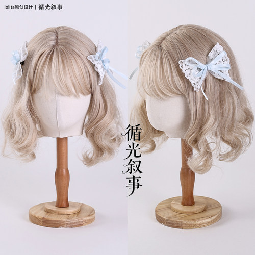 原创Lotia可爱蓝蕾丝双马尾对夹