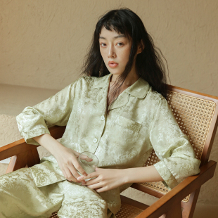 提花套装 SLKMRKT乃丝家居服真丝睡衣女新中式 程晓玥推荐