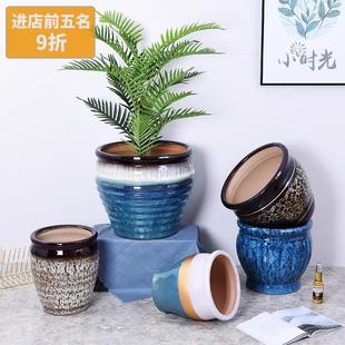 简约新款 落地陶瓷花盆种树特大号发财树多肉绿萝盆栽大口径花缸