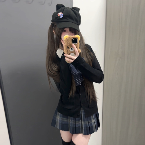 LF原创jk收腰开衫毛衣修身针织衫