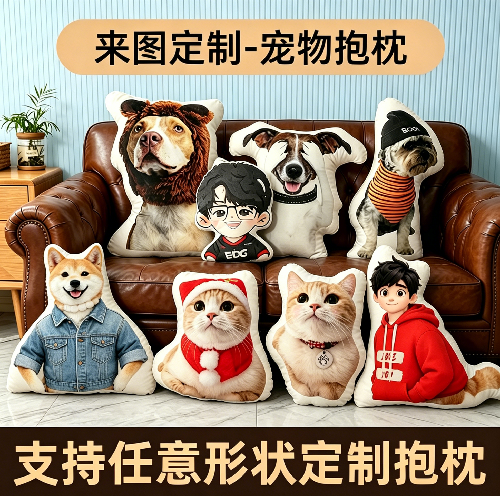 丑猫抱枕定制可印照片来图定做异形玩偶宠物枕头动物真人礼物靠枕