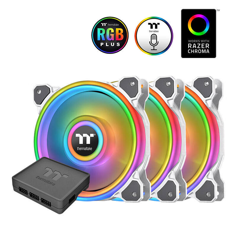 Tt（Thermaltake）RiingQuad14LEDRGB机箱水冷风扇白色（14cm风扇