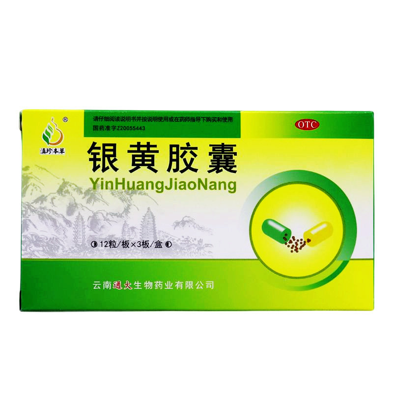 【36粒】滇珍本草银黄胶囊12粒*3板清热解毒急慢性扁桃体炎咽喉炎