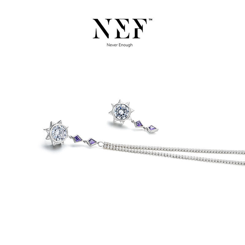 方媛明星同款NEF齿轮太阳耳环女时尚潮流原创设计个性锆石耳饰潮