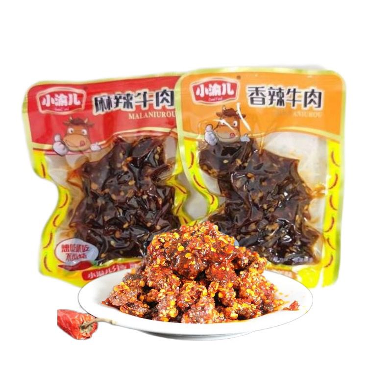 小渝儿麻辣牛肉香辣牛肉干正宗内蒙古小袋辣味小零食整箱厂家