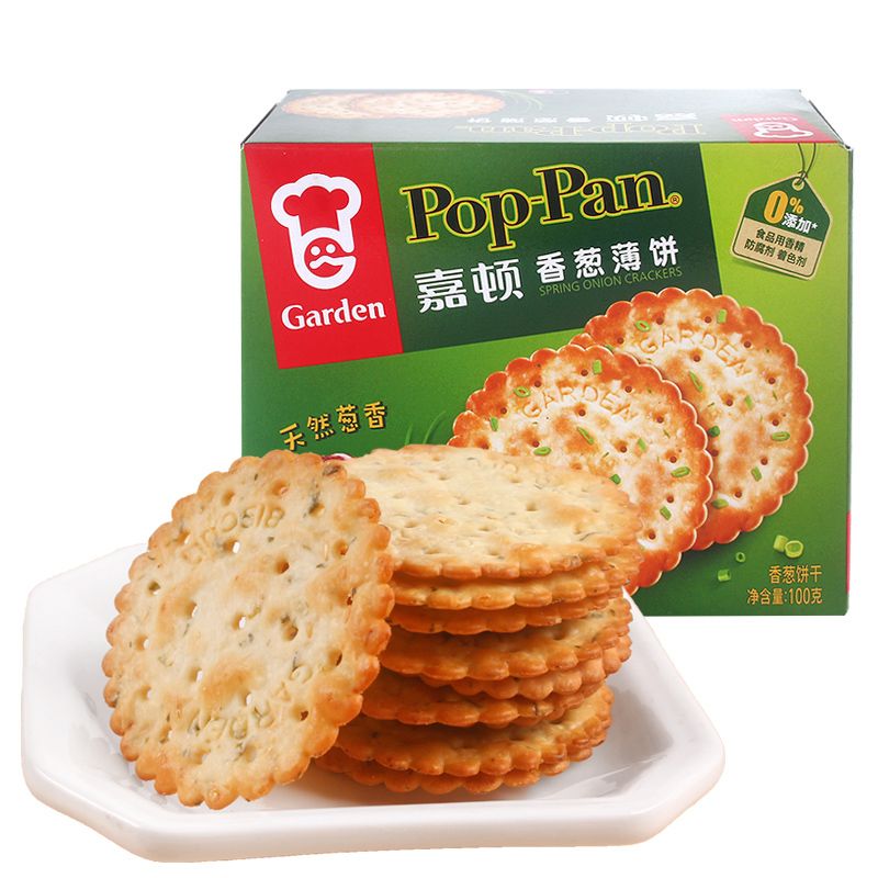 香葱油薄饼100g咸味饼干办公室休闲下午茶小吃零食品盒装