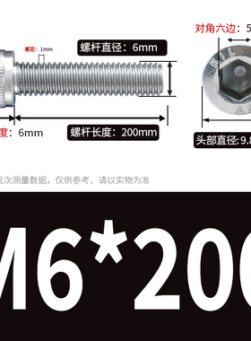 M6M8M10M12 304不锈钢内六角螺丝螺栓*8x10x12x16x20x25x35x50x80