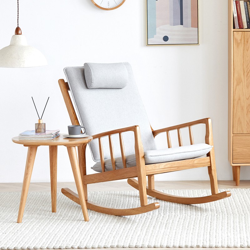 原始原素实木摇椅北欧橡s木懒人躺椅摇摇椅单人阳台逍遥椅A1121