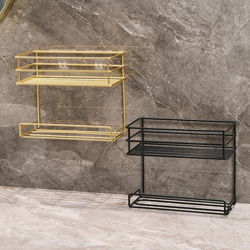 卫生间洗手台洗脸巾置物架壁挂式C浴室墙上洗漱化妆用品收纳免打