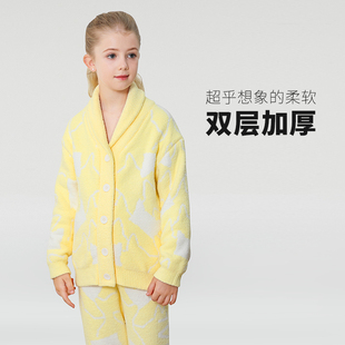 无静电双层加厚超柔软儿童睡衣冬加厚女童男童睡衣套装家居服外套