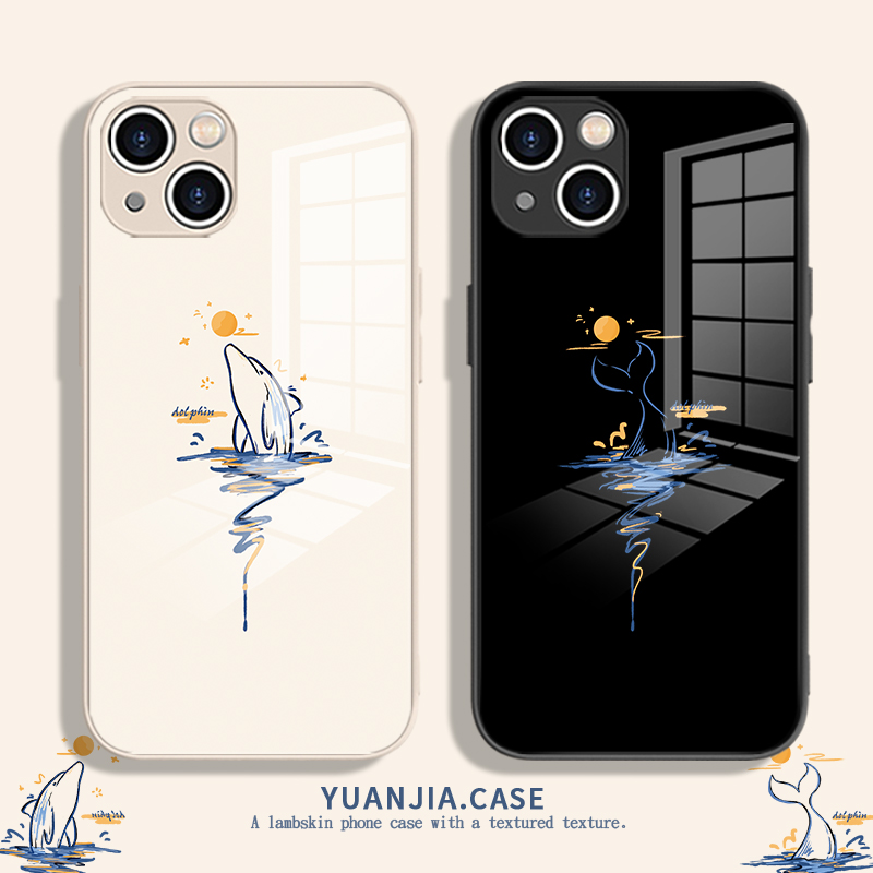 适用苹果手机壳创意海豚情侣款