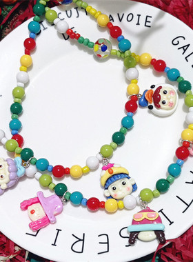 欧美卡通帽子小丑娃娃时尚项链女