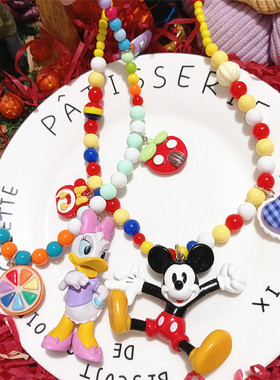 米奇米老鼠黛西手工彩色串珠项链