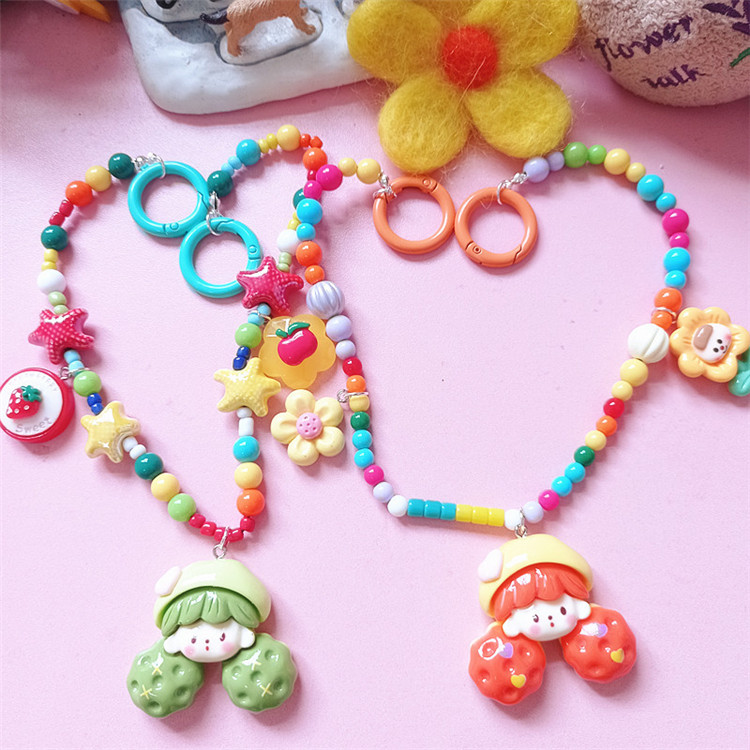 爆米花女孩娃娃糖果串珠手机链