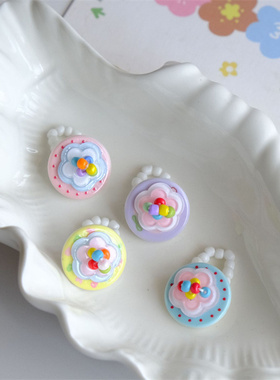 原创设计可爱串珠纽扣弹力戒指女