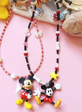 原创米老鼠米奇彩色串珠手作项链