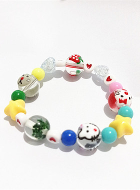 kitty猫咪玻璃珠子彩色琉璃手链