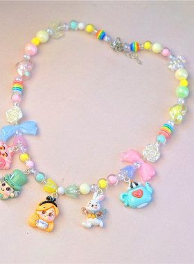 爱丽丝兔子先生疯帽子柴郡猫项链