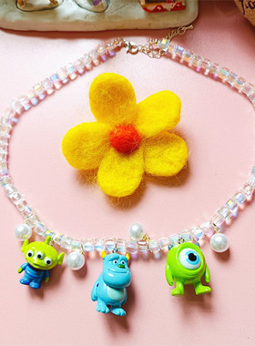 女毛怪大眼仔三眼仔水晶串珠项链