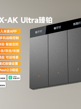 平头熊AKUltra臻铂 智能屏显开关mesh2.0超薄小爱语音控制面板PTX