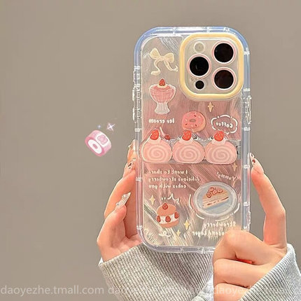 少女心蛋糕折叠支架oppoReno14手机壳FindX8S+新款Reno13/12防摔Reno9/11甜美10全包气囊7小众硅胶Reno8pro+