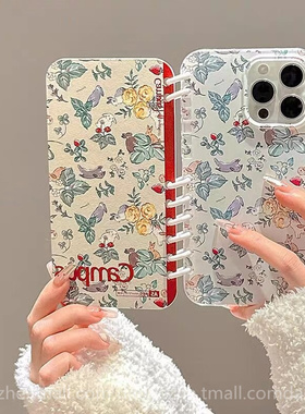 油画碎花兔子翻盖笔记本适用三星S25Ultra手机壳S24S23S22书本壳A55A54A53A56女款A35A34A33A25小众A15A14A06