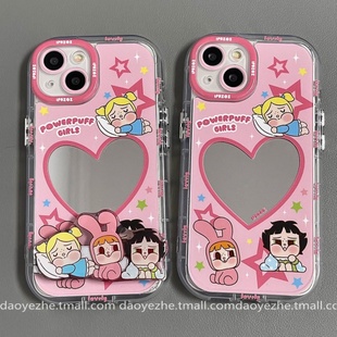 飞天小女警镜面适用华为mate60pro手机壳Pura70 13荣耀400补妆镜子8防摔11女12硅胶90 80卡通P50e支架nova14