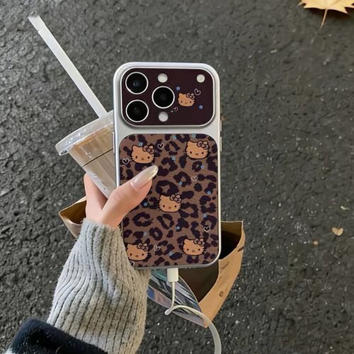豹纹爱心猫咪适用苹果17/18promax手机壳iPhone16皮纹15pm手链FindX10/mate80pro小米18秒变14防摔华为pura90