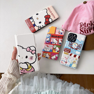 可爱KT猫适用华为Pura80手机壳mate70磁吸翻盖皮套P60卡包nova14卡通13荣耀400折叠支架P50e创意12 11女90pro