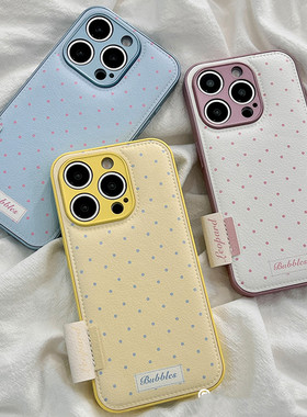 ins皮纹简约纯色波点适用小米17promax手机壳k90/15新款K80皮质note14小米K70红米K60全包K50防摔13保护套K40