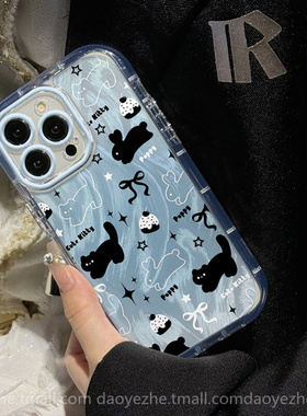可爱蓝色猫咪oppoReno15手机壳FindX8S+新款Reno14/13高级感11防摔findX9女12创意10全包气囊7硅胶Reno8pro+